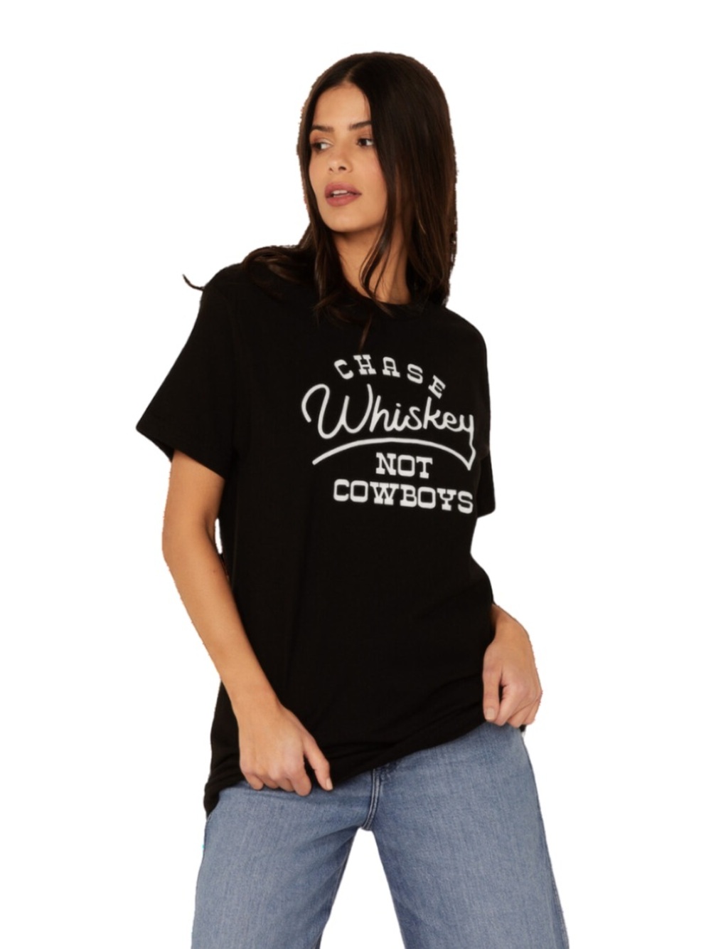 Chase Whiskey Not Cowboys Graphic Tee Women’s Large Black Country Western Shirt